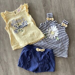 Yellow and Blue Kids Sleeveless Tops Set